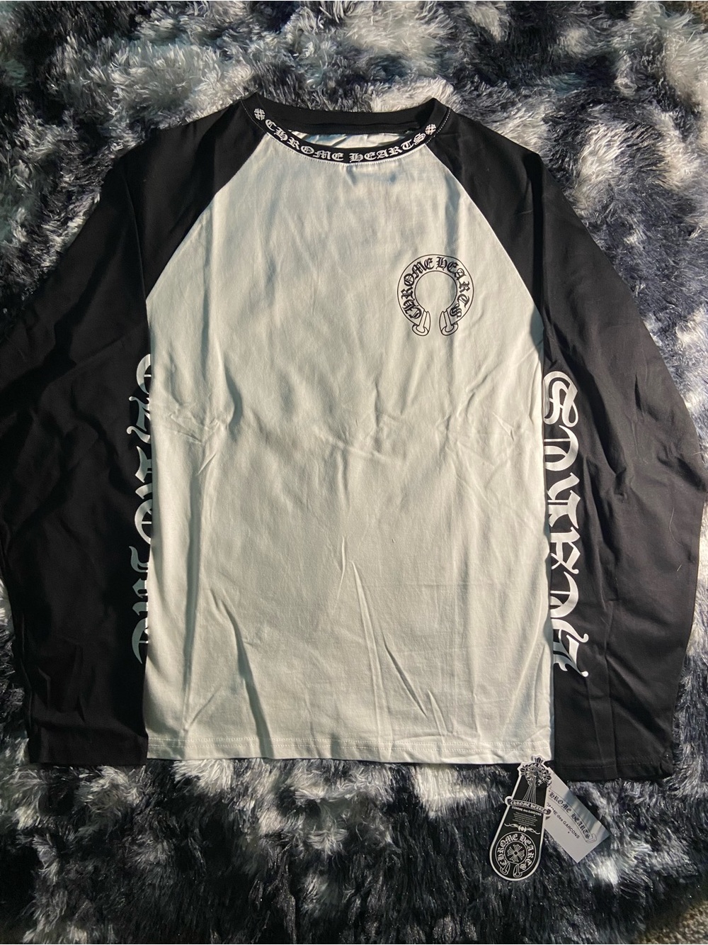 Chrome Hearts Black & White Long-Sleeve Raglan Logo Tee